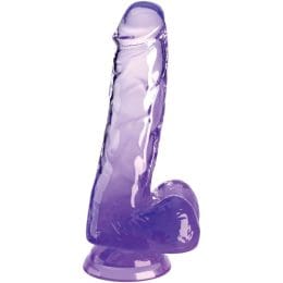 KING COCK - CLEAR REALISTIC PENIS WITH BALLS 13.5 CM PURPLE